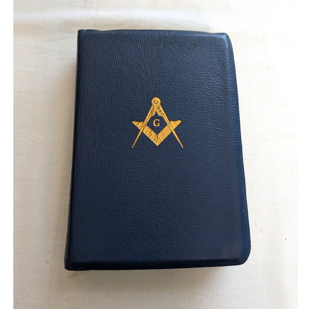 Holman Holy Bible Masonic Edition Blue Leather Good Vintage KJV Illustrated